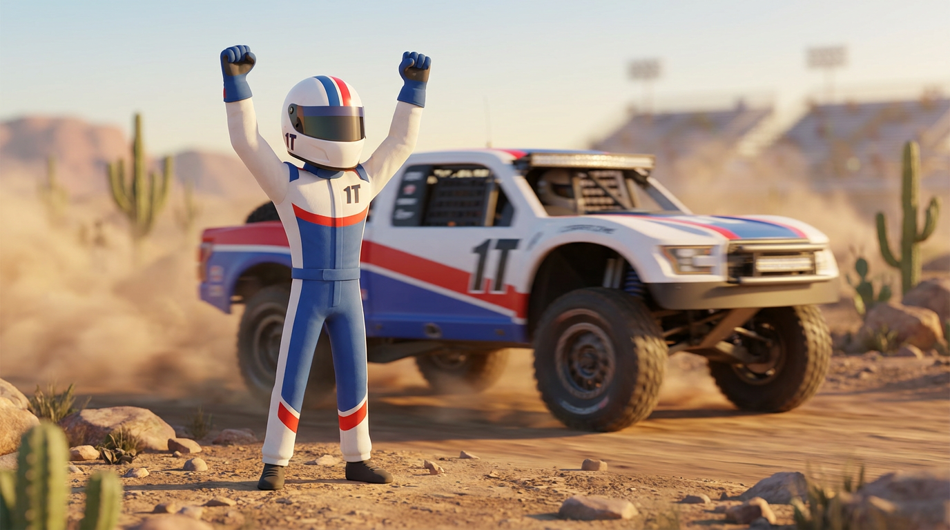 Sam Baldi holds SCORE Trophy Truck 2WD edge