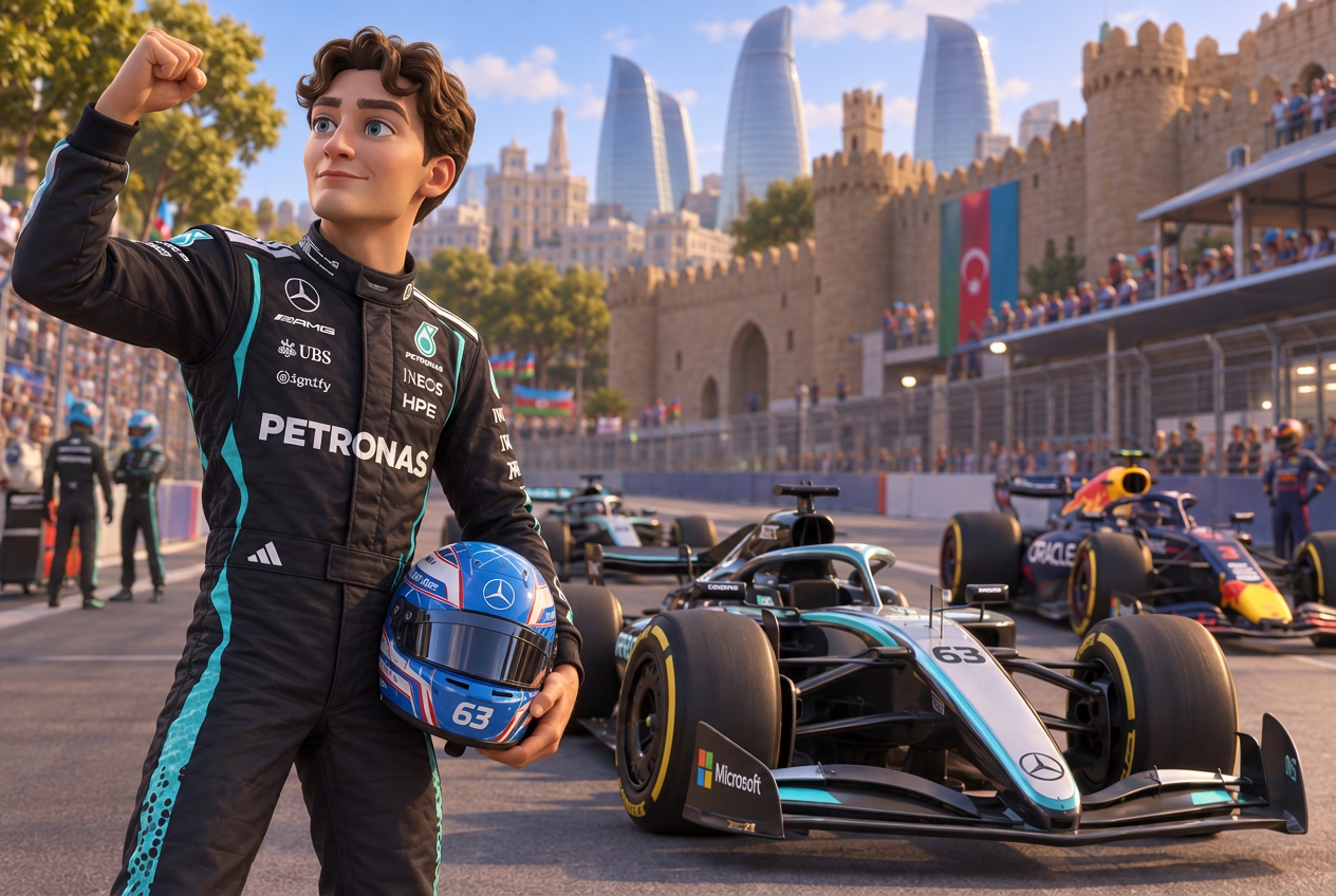 Russell sweeps Thursday practice to lead Mercedes in Baku