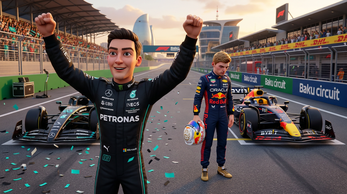 Russell denies Verstappen in chaotic Azerbaijan Grand Prix