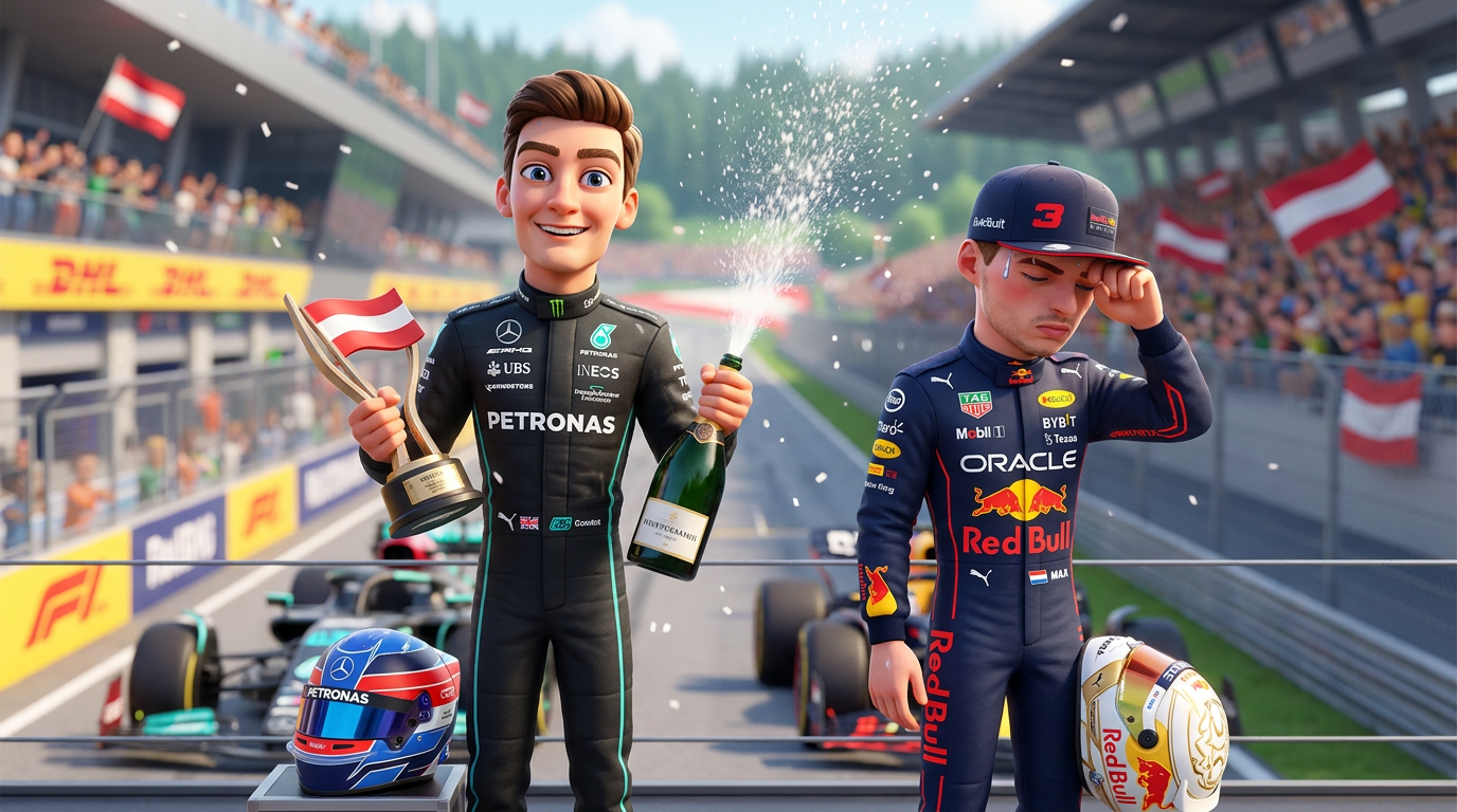George Russell holds off Verstappen for Austrian victory
