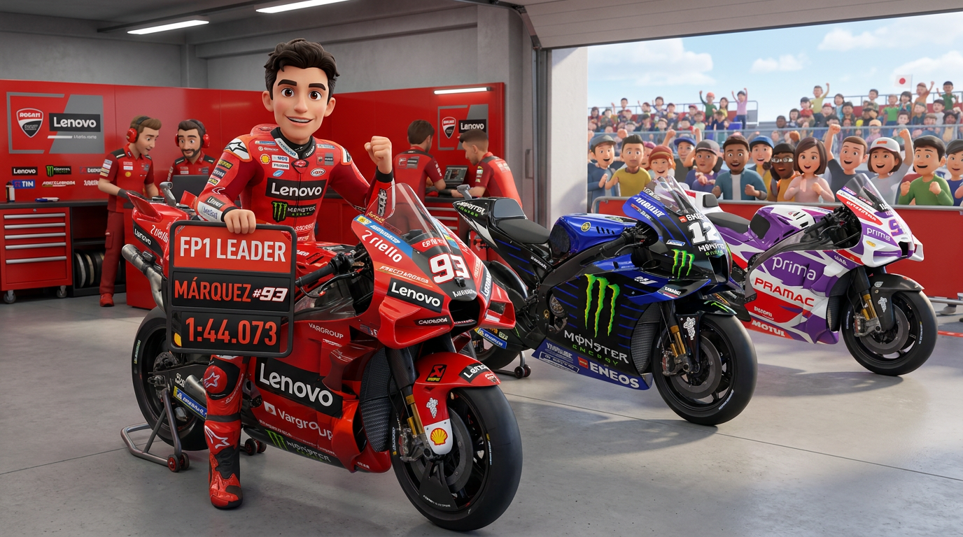 Marc Márquez leads FP1 at Motegi amid daunting conditions